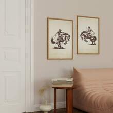 1/2 bức tranh vải canvas in hình cao bồi nghệ thuật treo tường phương Tây, áp phích Rodeo, tranh in hình ngựa hoang Bucking Bronco trang trí món quà cho cô ấy không có khung - Nhiều màu - Xem 4