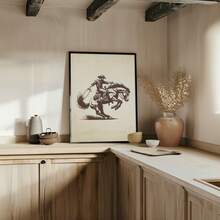 1/2 bức tranh vải canvas in hình cao bồi nghệ thuật treo tường phương Tây, áp phích Rodeo, tranh in hình ngựa hoang Bucking Bronco trang trí món quà cho cô ấy không có khung - Nhiều màu - Xem 6