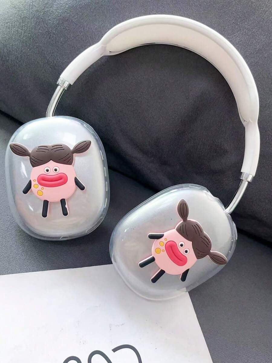 1 cái Vỏ bảo vệ tai nghe hình đầu to vui nhộn có hai dây buộc đuôi ngựa tương thích với Airpodsmax vui nhộn - Nhiều màu - Xem 1