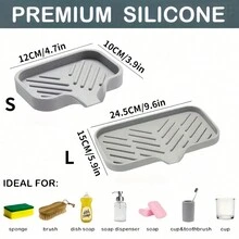 1 件 9x 4 英寸硅胶浴室皂盒、厨房水槽海绵架、带排水口的淋浴皂盒、皂液器托盘、香皂盒、皂液瓶、杯子、水槽或柜台收纳架 - 彩色 - 查看 9