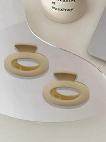 3 件装 2 种形状时尚发爪夹，1 件大号发爪夹防滑马尾辫发夹适合浓密的长发，2 件小号椭圆形发爪夹适合女士，女士时尚空心爪夹防滑握把互锁齿强力定型分区美容发饰套装。 - 米色 - 查看 2