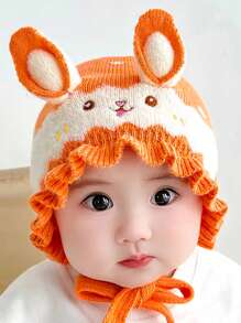 1pc Baby Rabbit Ear Knit Hat, Y2K Style Outdoor Thermal Casual Winter Beanie, Suitable For Daily Commute
