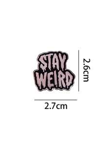 1 件休闲街头锌合金字母胸针，口号系列，时尚服装背包装饰别针，金属化合金徽章 - STAY - 查看 4