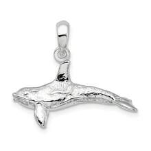 925 Sterling Silver Textured 3D Killer Whale Pendant