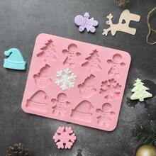 1 件圣诞硅胶模具、巧克力模具、雪人树巧克力蛋糕模具节日装饰厨房烘焙工具手工皂蜡烛用于糖果饼干 - 彩色 - 查看 8