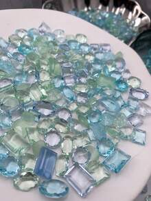 Nail Charms Nail Supplies Nail Gems Nails DIY Nail Art Light Blue Nail Drill, Light Green Nail Drill, Transparent Rhinestone, Transparent Nail Drill Colorful Gems Laser Gems Cold Toned Nail Gems Art30/50/100pcs Nail Tip Bottom Diamond Multi Color Mixed Packaging - Mint Blue - View 4