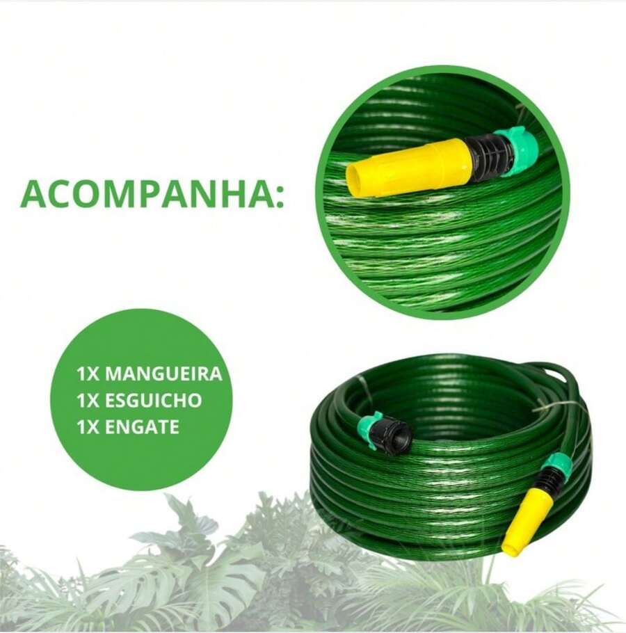 Green Braided Garden Hose, Resistant 10 To 30 Meters, For Outdoor Areas