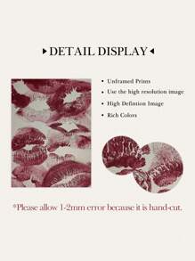 1/2 Pieces Red Lipsticks Posters Lip Wall Arts Vintage Wall Pictures Wall Artwork Aesthetic Wall Prints Girls Room Wall Decor Bedroom Decoration Stuff Valentine's Day Gifts No Frame