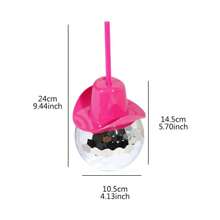 1pc 20oz Silver Mirror Disco Ball Tumbler With Removable Pink Cowboy Hat, Aesthetic Disco Theme Party Cup With Straw, Creative Western Girl Gift & Fun Bar Accessories (600ml) - Silver - View 3