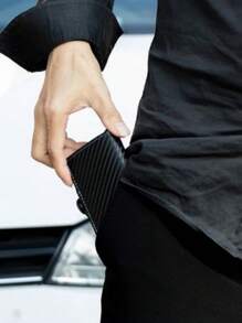 10 Units Carbon Fiber Wallets Card Holder Men's Brand Black Magic Triple Leather Promotion - Nhiều màu - Xem 2