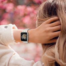 Unbeinst 1 条豹纹雕刻柔软硅胶表带，适用于 Apple Watch Ultra 系列 10 9 8 7 SE 6 5 4 3 2 1 - 艷陽色 - 查看 6