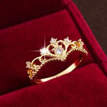 1枚优雅皇冠造型立方氧化锆戒指，女士款 - 彩色 - 查看 27