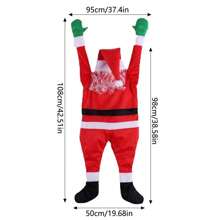 1pc Santa Claus Plush Climbing Decorative Ornament, Christmas Wall Window Door Hanging Accessory, Large Soft Material Adds Holiday Atmosphere, Easy To Decorate, Funny & Cute Christmas Home Decor, Suitable For Rooftop, Cracks, Windows, Cars, Balconies, Christmas Gifts - Red and White - View 2