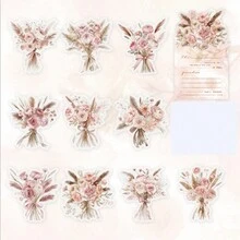 10 件/包花卉誓言系列宠物铝箔贴纸，植物主题材料用于剪贴簿装饰贴纸，可爱涂鸦防水贴纸适用于 DIY、滑板、行李箱 - 彩色 - 查看 13