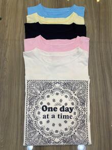 Women's Fashion T-Shirts One Day 03 - 淺粉色 - 查看 2