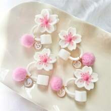 Bộ 2 nắp có ống hút, phù hợp với cốc thủy tinh 40oz, kiểu dáng tối giản hiện đại, họa tiết 26 chữ cái và hoa anh đào, chống rò rỉ, thích hợp cho sinh nhật, ngày Valentine, họp mặt gia đình và các dịp khác. - nhiều màu - Xem 1