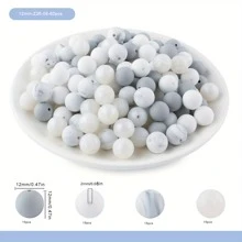 60个15mm/12mm/9mm硅胶珠组合，有黑色、红色、蓝色、粉色、黄色、绿色、橙色、棕色、紫色等组合可选，适用于手工DIY制作、钥匙扣配件等 - 彩色 - 查看 16