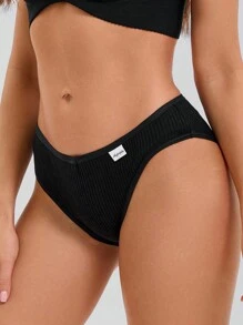 6Pcs/Set Ladies Cotton Lingerie Briefs Panties Low-Rise Soft Comfortable Breathable Underwear - Black - View 4