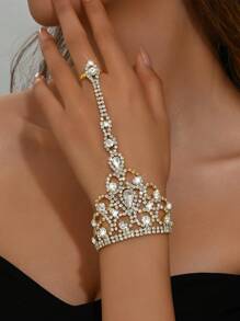 新款网状水钻可调节戒指和手链首饰套装 情人节配饰