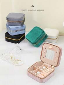 1/2/3 pieza Caja portátil para joyería: Caja de almacenamiento de pendientes, aretes, anillos, uñas decoradas y otros accesorios antioxidante con espejo. Caja elegante y de alta calidad para joyas como collares, anillos, pendientes y aretes. - Rosa - Ver 6