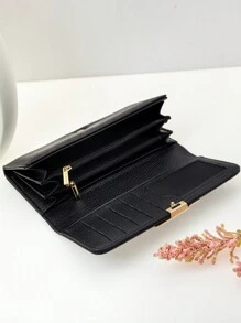 New Women's Soft PU Black Fashion Casual Large Capacity Multi-Function Handbag Card Holder Document Organizer Convenient Carry Suitable For Christmas Gifts Gift Thanksgiving Vintage Gifts For Women Wallet Purse Wallet Long Wallet - Black - View 5