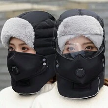 Mũ trùm tai chống gió mùa đông & mặt nạ chống bụi Unisex, mũ cách nhiệt dày ấm áp - Nhiều màu - Xem 11