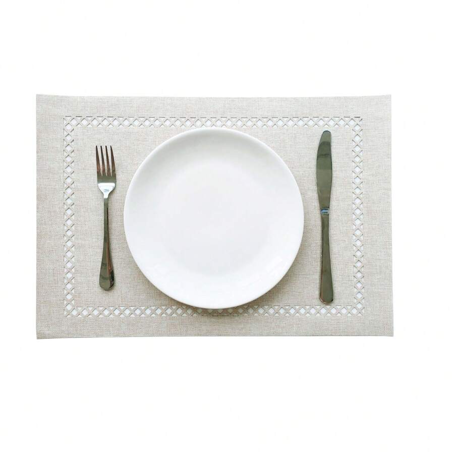 millianess Bộ 4 miếng lót đĩa rỗng cao cấp màu be/xanh navy/xám đậm/kaki, phong cách tối giản hiện đại, toàn bộ bằng polyester, hình chữ nhật 30cm*45cm, dệt trơn, hai mặt, phù hợp cho bàn ăn trong nhiều dịp khác nhau. Bộ 6 miếng lót đĩa rỗng cao cấp màu be/xanh navy/xám đậm/kaki, phong cách tối giản hiện đại, toàn bộ bằng polyester, hình chữ nhật 30cm*45cm, dệt trơn, hai mặt, phù hợp cho bàn ăn trong nhiều dịp khác nhau. - trắng - Xem 1