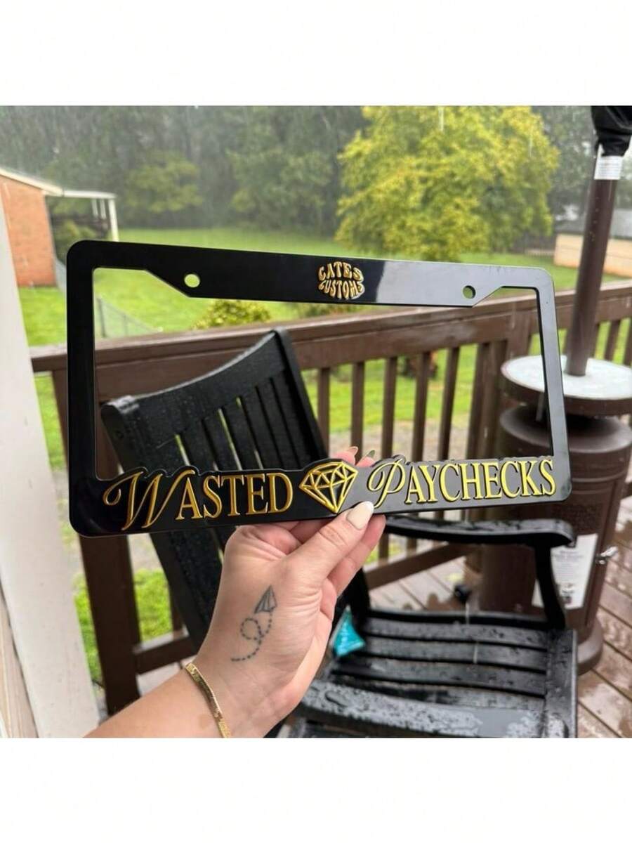 Wasted Paychecks License Plate Frame SHEIN USA