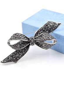 1 pieza Broche de cinta negra clásica y elegante de estilo retro para mujer, accesorio de moda para abrigo y ropa