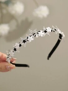 1 件水钻和珍珠花星头带，适合日常、旅行、摄影服装配饰 - 彩色 - 查看 5