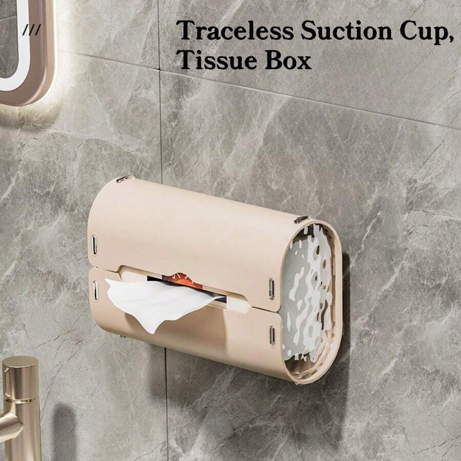 قطعة واحدة حامل منشفة ورقية بكوب شفط، علبة مناديل بلاستيكية مبتكرة، استخدام منزلي بسيط، حامل منشفة ورقية بكوب شفط متعدد الاستخدامات بدون ثقب للحمام، علبة ورق إبداعية للغرفة المعيشية، حامل منشفة ورقية بكوب شفط مثبت على الحائط، منظم منشفة ورقية مطاطي رقيق
