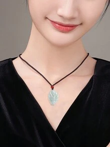 New Arrival Natural Grade A Jadeite Buddha Lotus Pendant, Jadeite Guanyin Pendant, Amulet Necklace, Icy Lotus Fox Jade Hanging Decor For Men & Women, Fashion Couple Necklace For Attracting Love - 淺綠 - 查看 8