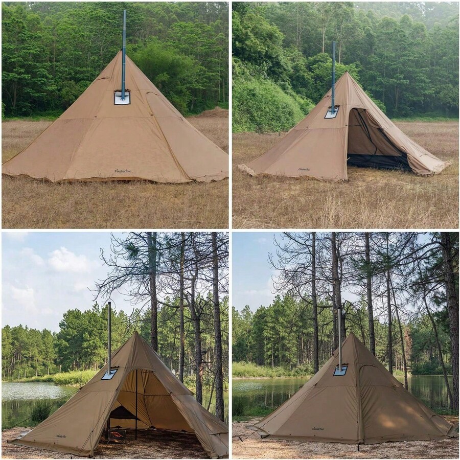 Camping Hot Tent 48 Person Tipi Tent With Stove Jack For Bushcraft
