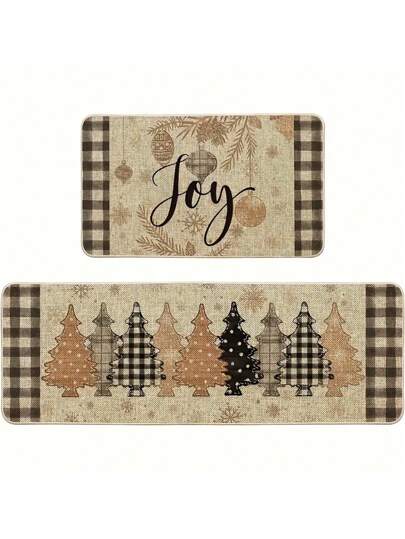 1pc Tapete de árvore de Natal, Tapete de cozinha Feliz Natal, Enfeites/Decorações de Natal, Tapete Feliz Natal, Tapete de véspera de Natal, Tapete de festa, Presentes de Natal para a mãe, Leve e leve, é recomendado comprar Tapete antiderrapante Fixo nos EUA