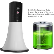 Megáfono portátil para exteriores, altavoz de mano con sonido fuerte de 40 W y batería de litio - Blanco - Ver 3