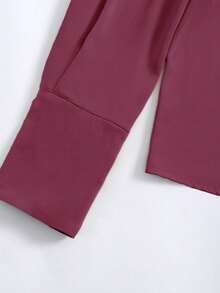 [Customized] New Arrival Women Fashion Long Sleeve Solid Color Shirt, Elegant Summer - Red Violet - View 6