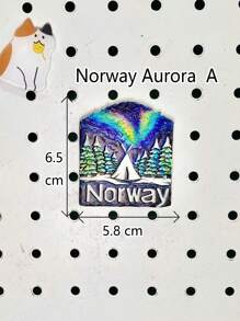1pc Resin Travel Souvenir Artwork Fridge Magnet, Nordic European Style Green Aurora Borealis Snowy Mountains Landmark Cartoon Creative Kitchen Home Decor Magnets, Greenland Sweden Stockholm Finland Helsinki Norway Oslo Tromso Iceland Reykjavik - Multicolor - View 11