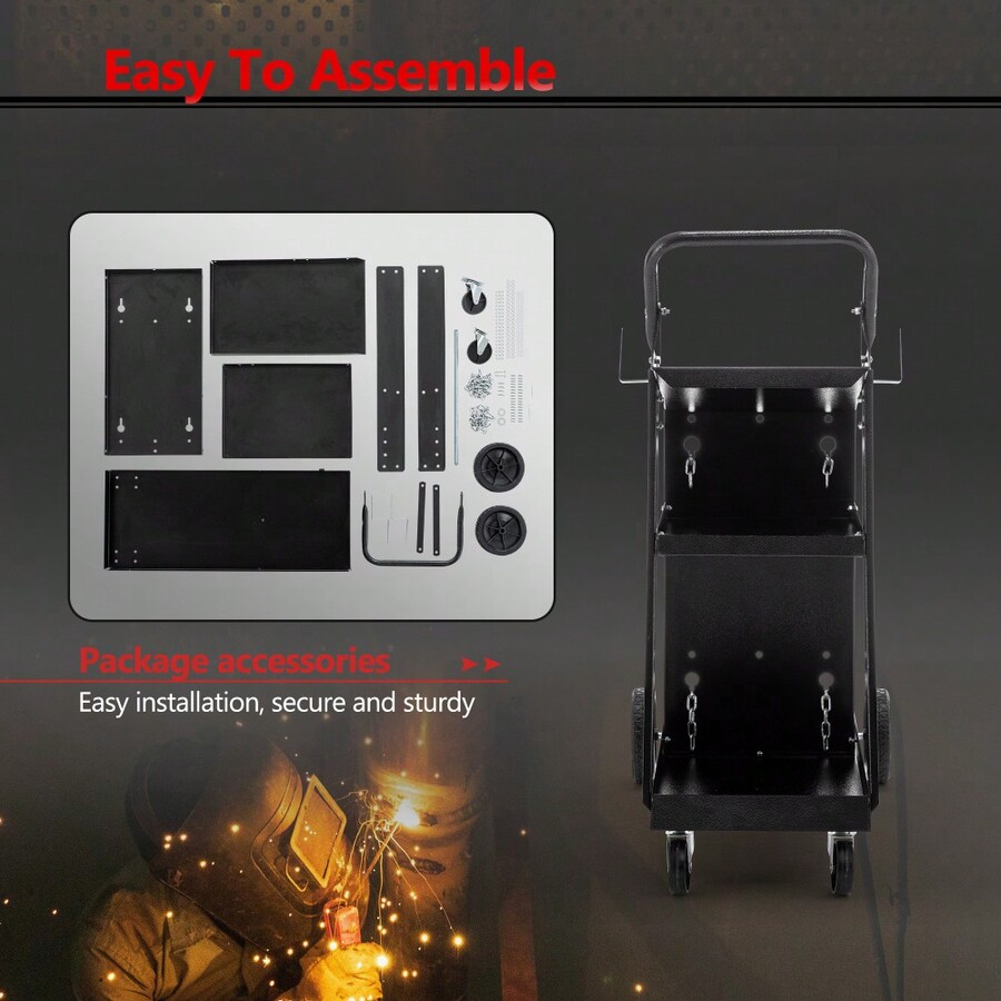 Welding Cart, 3Tier Welder Cart Heavy Duty With 400Lbs Static Weight