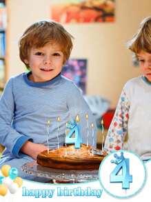 1pc Blue Crown Birthday Candle Rhinestone Opera Style Number Candle Suitable For Ages 0-9 Birthday Cake Decoration & Gift,Christmas - Blue - View 24