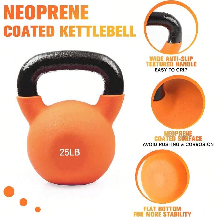 Neoprene Coated Solid Cast Iron Kettlebell 5 10 15 20 25 30 35 40 45 50