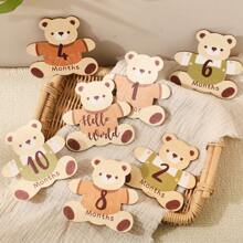 Creative Cute Bear Shaped Milestone Cards, Tracking Baby Growth Photography Props Suitable For 0-12 Months Newborn Baby Shower Easter Gifts Things For Girls/Boys - Multicolor - View 2