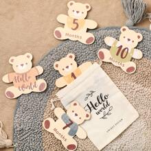 Creative Cute Bear Shaped Milestone Cards, Tracking Baby Growth Photography Props Suitable For 0-12 Months Newborn Baby Shower Easter Gifts Things For Girls/Boys - Multicolor - View 7