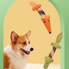 1 件宠物发声毛绒玩具狗咀嚼绳结玩具磨牙清洁互动狗玩具用品缓解无聊 - 彩色 - 查看 6