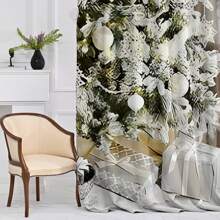 2pcs Christmas, Christmas Tree, Reindeer Plush Decor, Flat Print Voile Curtains, Rod Pocket Top, Quality Polyester Fabric, Thick & Durable, Washable, Fade-Resistant, Warm & Cute Christmas Home Decor, Suitable For Bedroom, Living Room, Kitchen, Office, Party