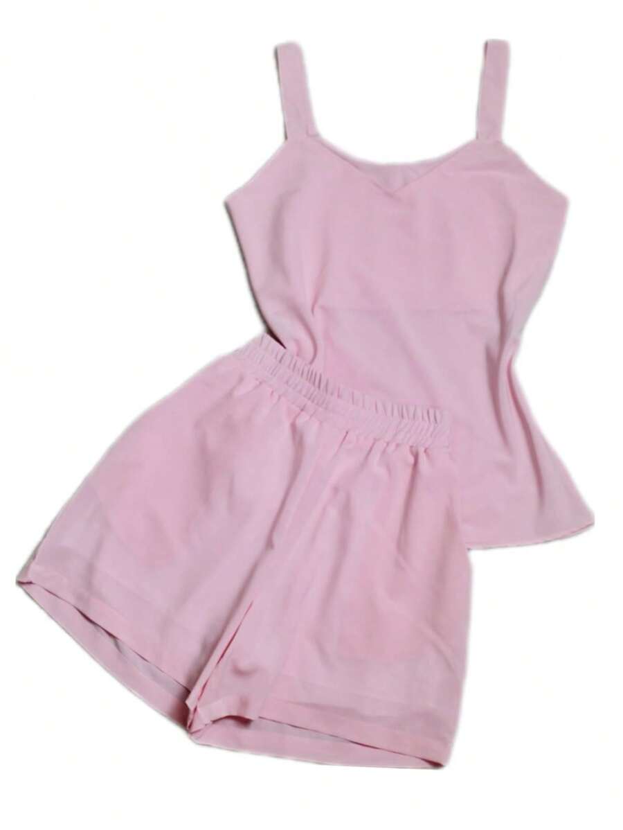Short And Tank Top Set - 淺粉色 - 查看 1