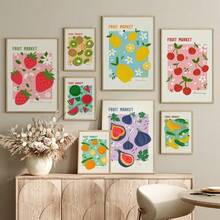 1PC Fruit Market Strawberry Lemon Orange Banana Cherry Wall Art Nordic Posters Hình ảnh cho phòng khách trang trí Canvas Prints Tranh không có khung - Nhiều màu - Xem 2