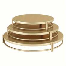 Set de 3 soportes para pastel dorados, soporte circular para postres, bandeja metálica para exhibir cupcakes y dulces, adecuado para bodas, eventos, fiestas de cumpleaños, Navidad