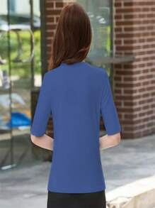 Women's V Neck T Shirts Basic Summer Tees Casual Half Sleeve Tops - hải quân (màu) - Xem 2