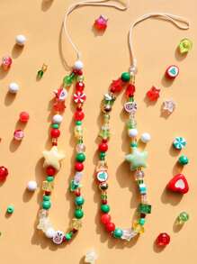 DIY 串珠工艺配件，卡通手机壳装饰，手机链，相机珠串，防摔挂绳 - 彩色 - 查看 2