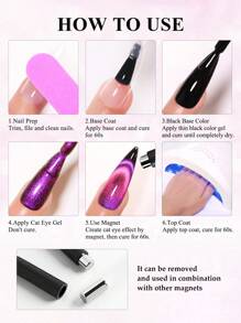 Beautizon Nailartlab 1 chiếc nam châm dán móng tay gel mắt mèo 3 trong 1 mạnh mẽ, dụng cụ nghệ thuật vẽ móng hoa bằng gel UV đa chức năng, thích hợp cho việc làm móng tại nhà và tại salon. - Bạc - Xem 4